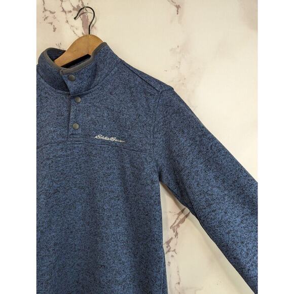 Eddie Bauer Pullover Mens Small Fleece Snap Button Radiator Blue Recycled Jacket - Picture 8 of 13